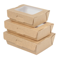 Vente en gros de salade de fruits à emporter déjeuner collation gâteau au chocolat déjeuner en papier kraft boîte d'emballage alimentaire jetable avec fenêtre