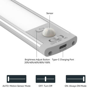 Geometric Solid <b>LED</b> Cabinet <b>Light</b> Strip 25000 Hours Rechargeable Surface Mounted Night <b>Light</b> Easy Installation - Product Image 5