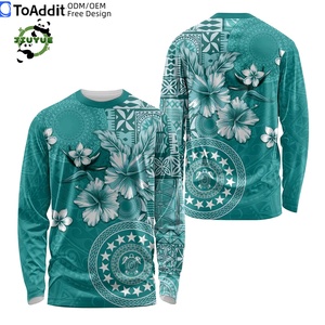 T-shirts personnalisés tribaux polynésiens en vrac pour hommes Samoa et îles Cook T-Shirt à manches longues vêtements de sport de luxe unisexe haut à séchage rapide - Product Image 2