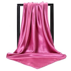 Custom Bulk Printed Hair <b>Wrap</b> 90 Cm*90 Cm Professional Solid Colors Black Colored Fashion Silk Satin Scarf - Product Image 3