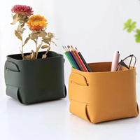 Portapenne pieghevole in pelle fatto a mano portapenne cosmetico secchio portaoggetti scrivania pieghevole Organizer per matite