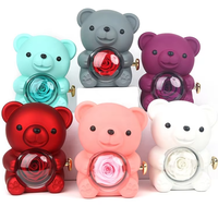 Cadeaux pour la fête des mères, boîte à bijoux en forme d'ours rose mignon, boîte à bijoux rotative de luxe en forme d'ours