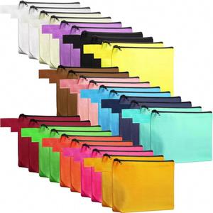 Multipurpose Cotton Travel <b>Makeup</b> Bags Canvas Cosmetic Bags With Zipper Plain Blank Toiletry Bag - Product Image 2