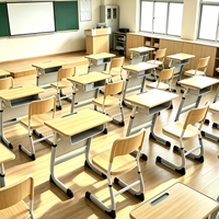 Table et chaises durables pour l'école primaire, mobilier de classe en bois pour enfants, mobilier scolaire moderne et collaboratif pour le lycée en acier