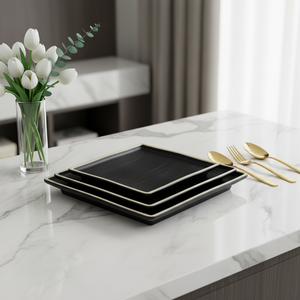 Assiettes à dîner rectangulaires noir, pour restaurant, pièces, nouveau <span class=keywords><strong>design</strong></span>, bon marché - Product Image 4