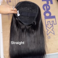 Perruques mi-tête en cheveux naturels bruts du Cambodge avec cordon de serrage, vente en gros, perruque sans colle prête à porter, densité 180% 200%