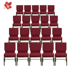 Chaises d'église modernes bon marché en gros Chaises d'église rouges marine de théâtre populaire avec support en métal