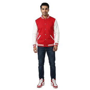 Customized <b>Men's</b> Varsity <b>Jacket</b> with Stand Collar and Front Logo Grey and Black Baseball <b>Jacket</b> Featuring Patchwork Design - Product Image 1