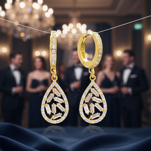 Drop Design Elegant Clear Zircon <b>Dangle</b> <b>Earrings</b> Baguette Fine Jewellery Pear Wholesale Turkish 925 Silver Sterling Jewelry - Product Image 3