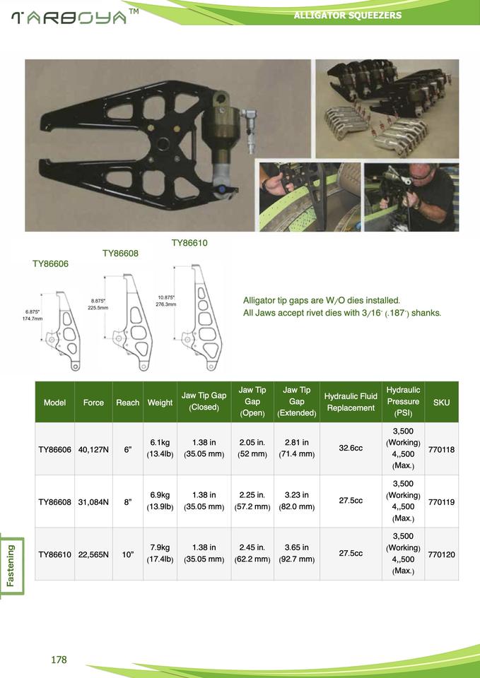 TY86610 Pneumatic Hydraulic Alligator Yoke Rivet Squeezers