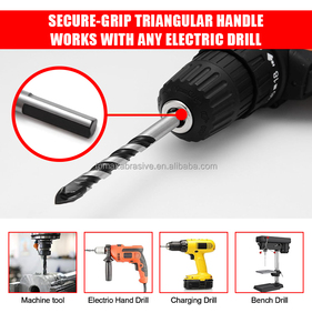 10 Pcs Triangular Shank Multifunction Masonry <strong>Drill</strong> <strong>Bit</strong> Set For Glass/Brick/Plastic/Cement,Multipurpose <strong>Drill</strong> <strong>Bits</strong> Set - Product Image 5
