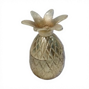 Objeto decorativo de piña antigua para mesa, pisapapeles de aluminio y Metal fundido, decoración de piña sólida con acabado dorado - Product Image 1