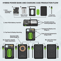 QSF Mini Power Bank Ultra Tipis Kapasitas Tinggi 10000mah Pengisian Daya Nirkabel Magnetik 20W Pengisi Daya Cepat Layar LED Kabel Terintegrasi-Tipe-C
