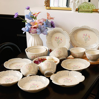 Assiettes à dîner en céramique de style américain, vaisselle en porcelaine, assiettes magnifiques pour la maison