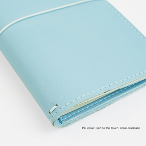 LABON Candy Colors Designed Stationery FSC Paper <strong>Blue</strong> Leather Portable Travelers Cover Zipper <strong>Notebook</strong> - Product Image 2