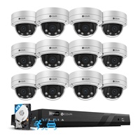 Système de caméra de sécurité PoE 4COVR à 16 canaux pour les entreprises, 12 caméras dôme IP AI 5MP anti-vandalisme IK10, vision nocturne IP67