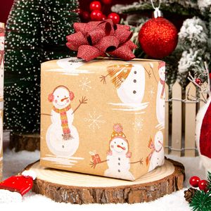 MAYPLUSS Christmas <b>Wrapping</b> <b>Paper</b> Roll 17in X 33ft Kraft Snowman Pattern Holiday Gift Wrap - Product Image 6