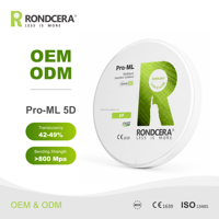 Rondcera Pro-ML 5D Zirkonya Blok CE MDR Zirkonya Seramik Çok Katmanlı CAD CAM Freze Bloğu Diş Teknik Laboratuvarı
