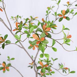 Arbre de fleur de printemps d'île artificielle détachable en pot pour la décoration intérieure décor de jardin nouveau Design feuilles vertes et orange - Product Image 3