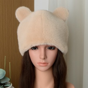 Chapeau de fourrure de vison imitation vente en gros Chine-chapeau de seau imprimé léopard pour femmes Style Y2K casquettes d'hiver en fausse fourrure approvisionnement - Product Image 5