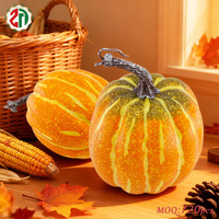Ornement de citrouille artificielle rayée jaune pour Halloween et Thanksgiving, décoration de fête festive pour la maison