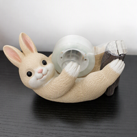 Distributeur de ruban adhésif en résine personnalisé avec logo ODM, motif lapin mignon, coupe-ruban pour décoration de bureau, cadeau promotionnel de Pâques, papeterie