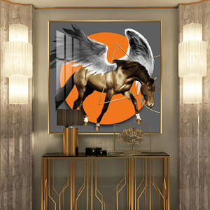 Salon de luxe toile peinture vente chaude cheval cristal porcelaine carré peinture murale et toile mur art peinture - Product Image 4
