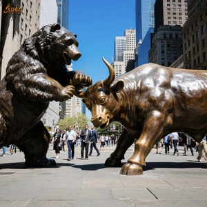 Plaza de la ciudad al aire libre personalizada, decoración pública, estatua de Animal fundido de bronce grande moderna, Toro y oso gigante frente a cada escultura de bronce - Product Image 2