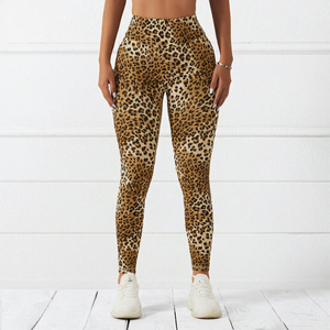 กางเกงเลกกิ้งกีฬากางเกงโยคะเอวสูงเอวยางยืดพิมพ์ลายเสือดาวกางเกงรัดรูปสำหรับฟิตเนส - Product Image 3