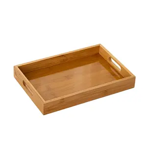 Wholesale 30 x 2 0 x 4 cm Bamboo Serving Tray Durable Eco friendly Bamboo Wooden Breakfast Tea Food Meal Dinner Tray with Handle