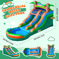 Tobogán Acuático Inflable, Parque Acuático, Equipo de Juego, Bote a Motor, Tobogán Acuático Doble Inflable Comercial con Piscina para Adultos