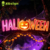 Неоновая вывеска XDsign на заказ для Хэллоуина: персонализированный дизайн паутины, водонепроницаемая, для улицы, с Bluetooth-управлением, для рекламы еды