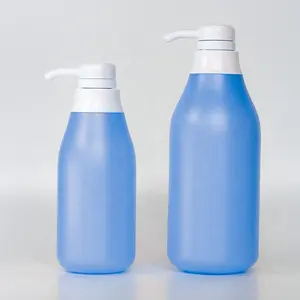 Embalagem plástica cosmética azul HDPE garrafas de detergente 200ml 500ml Capacidades bomba de vedação pulverizador para embalagem de shampoo