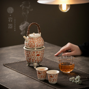 Rattan Teapot <b>Small</b> Size With Lid Heat Resistant For Brewing <b>Tea</b> At Stove Indoor Use Single <b>Pot</b> - Product Image 3