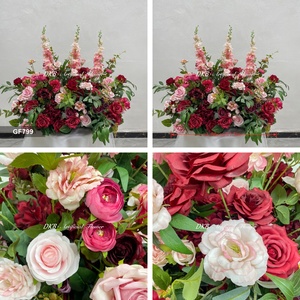 DKB Vendita all'Ingrosso Decorazione Floreale Realistica per Corridoio Nuziale Fiori Artificiali Bordeaux e Rosa per Passaggio Nuziale - Product Image 3