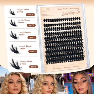 Yelix Cils en grappe DIY très demandés, 180 grappes, 10-18mm, Courbure D, Volume 20D à 200D, Marque privée, Vente en gros, Cils segmentés DIY - Product Image 4