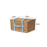 Ensemble de boîtes de rangement en osier tressé sur le thème du camping avec vaisselle pour pique-niques, rangement pour salon et bureau, accessoires photo