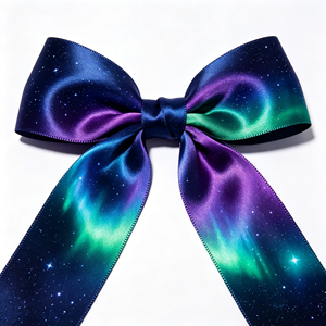 Lazo de Raso Elegante con Degradado de Nebulosa y Galaxia, Lazo Personalizado al por Mayor para Cajas de Regalo, Ropa, Decoración de Bodas y Peinados - Product Image 2