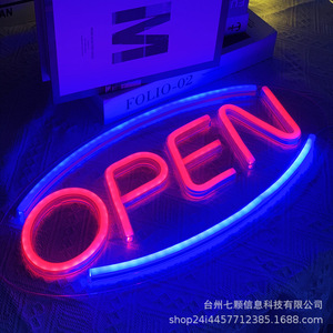 Open <b>Led</b> Neon <b>Sign</b> Oval Acrylic Red Light Source Easy Installation Wall Decor - Product Image 2