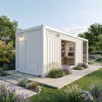 Maison modulaire préfabriquée de luxe prête à être expédiée, maison-conteneur moderne blanche, bureau portable avec murs en verre