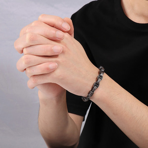 Bracelet <span class=keywords><strong>KALEN</strong></span> en acier inoxydable plaqué or poli, style vintage, chaîne et maillons en chevrons, disponible en plusieurs couleurs, idéal pour un anniversaire - Product Image 4