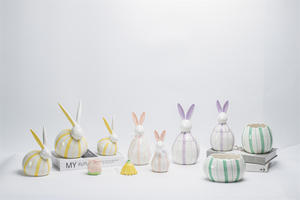 Conejito Conejo de Cerámica con Cesta de <span class=keywords><strong>Huevos</strong></span> de Pascua Figuras PARA EL Día de Pascua - Product Image 4