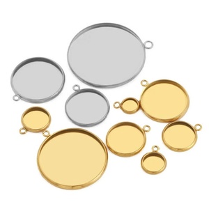 6-30mm couleur or en acier inoxydable Cabochon Base pendentif paramètres plateau vierge pour <span class=keywords><strong>camée</strong></span> fabrication de bijoux composants bricolage - Product Image 1