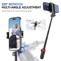 Perche à selfie extensible en alliage d'aluminium F07 rechargeable, format poche, avec poignée, trépied intégré pour téléphone – Meilleure vente