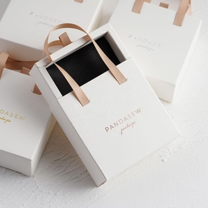 PandaSew Custom Logo Printed Luxury Sliding Handle White Paper Cardboard Gift Packaging Bracelet Drawer Jewelry Box