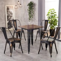 Moderner industrieller Trend Metall Esstisch 4 Stühle Panel Restaurant Möbel Set für Home Bar Badezimmer Cafe Food Court Verwendung
