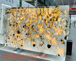 משטח עבודה למטבח מעוצב מאבן גרניט אלפינוס טבעי מודרני יוקרתי, שקוף, מלוטש, בצורת נוצה, עם עיצוב קריסטל. - Product Image 2