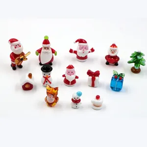 Glass Santa Figurine Customized Mixed Hand Made Handwork Miniature Murano Lampwork Art Glass Christmas Craft Santa Figurine