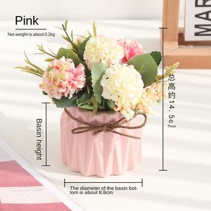 <span class=keywords><strong>ดอก</strong></span>ไฮเดรนเยียปลอมในกระถางเซรามิก ใบพลาสติก ขนาดเล็ก เหมาะสำหรับตกแต่งโต๊ะทำงานในสำนักงาน - Product Image 2