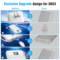 Chargeur de voyage portable batterie pliable prise ca chargeur mural et câble intégré banque d'alimentation 2 en 1 10000mAh